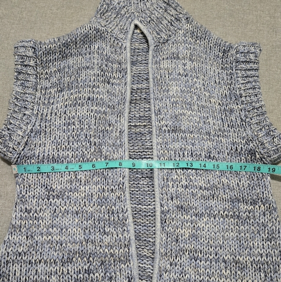 L'AGENCE Knit Cardigan Sweater Open Front Sleeveless Blue Gray Medium - Picture 12 of 13